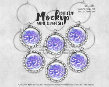Bottlecap Wine Glass Charm Mockup