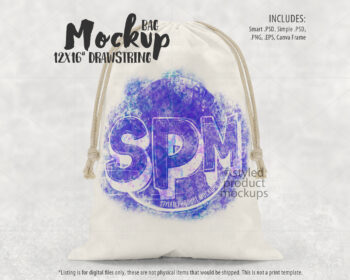 Linen Drawstring Bag Mockup