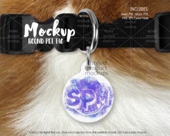 Round Pet Tag Mockup