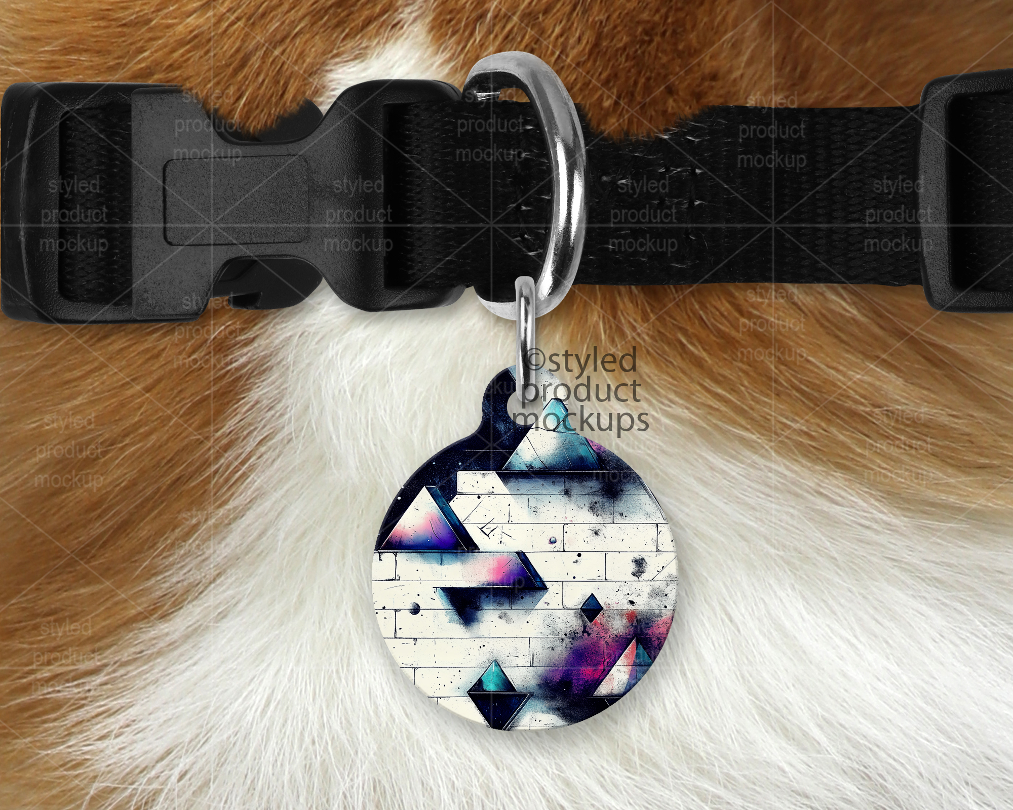 Round Pet Tag Mockup