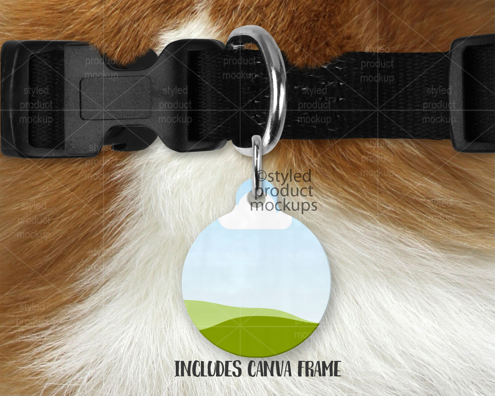 Round Pet Tag Mockup