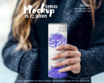 20oz Skinny Tumbler Model Mockup