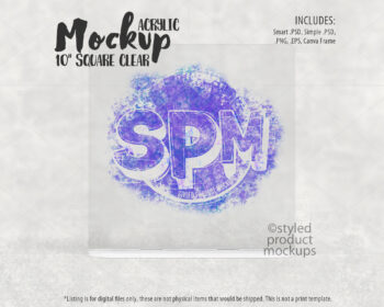 Square Clear Acrylic Plaque Mockup