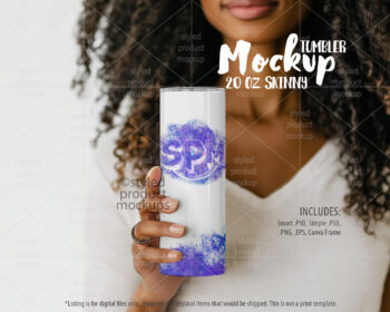 Model Holding 20oz Tumbler Mockup