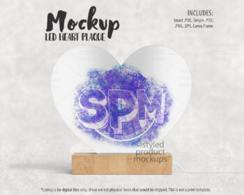 Acrylic Heart LED Photo Panel Mockup