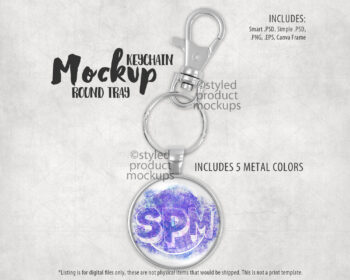 Round Tray Keychain Mockup