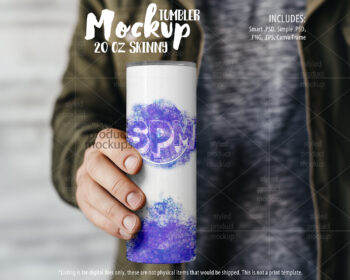 Man Holding 20oz Tumbler Mockup