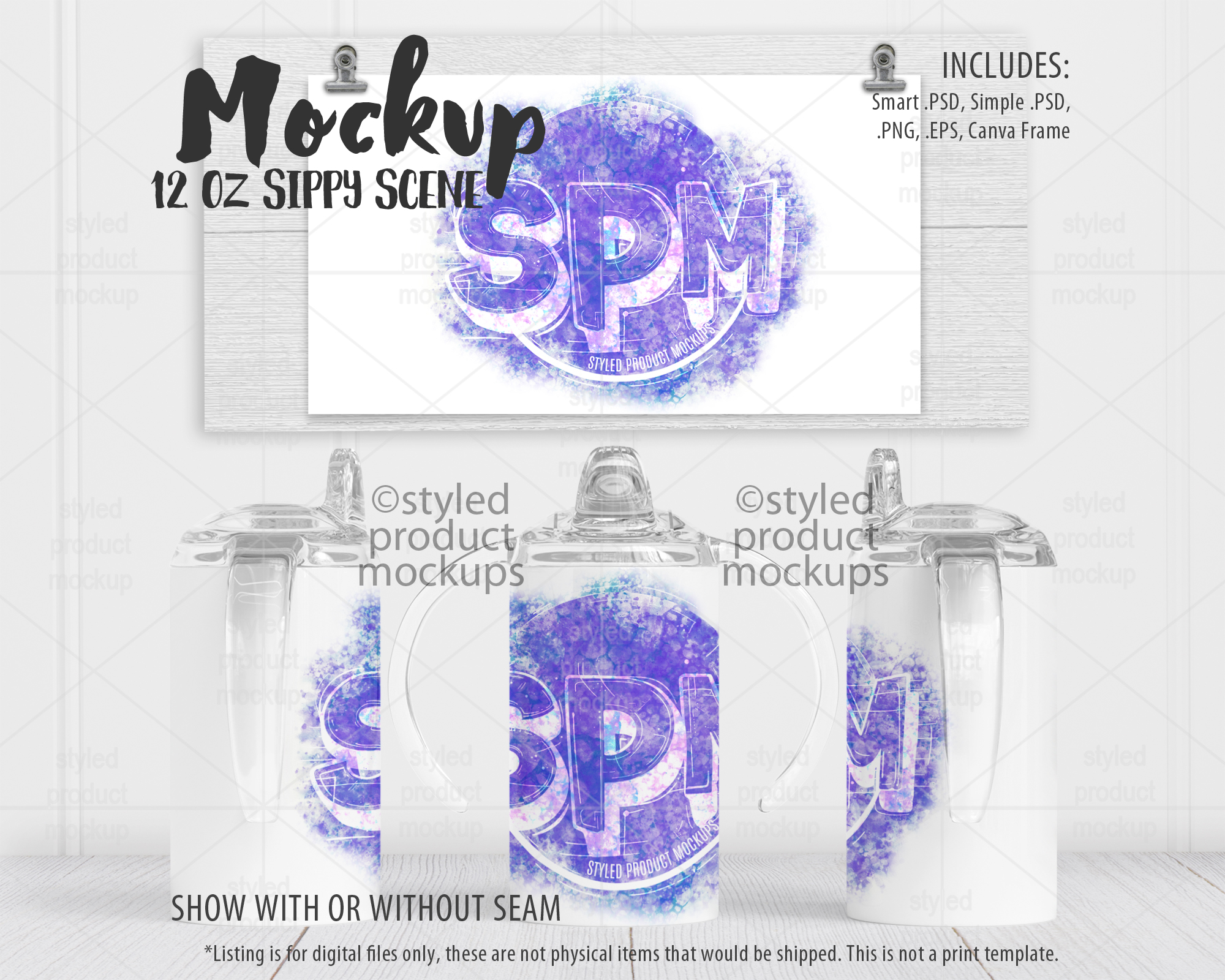 12oz Sippy Cup Scene Mockup
