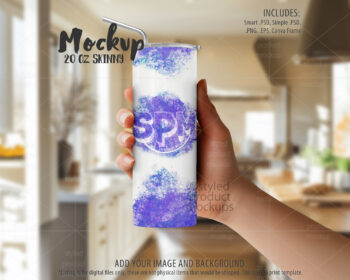 Hand Holding 20oz Tumbler Mockup