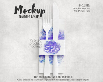 Flat Napkin Wrap Mockup