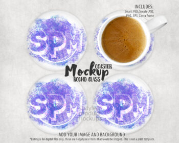 Round Glass Coaster Mockup