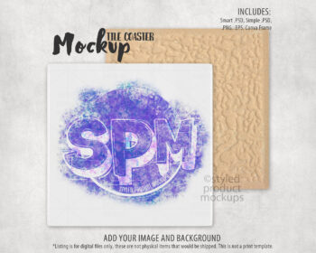 Square Tile Coaster Mockup