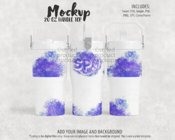 20oz Handle Lid Tumbler Mockup