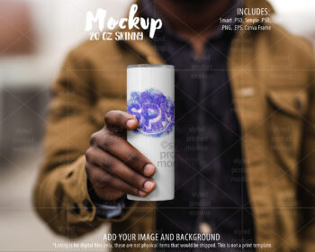 Man Holding 20oz Tumbler Mockup