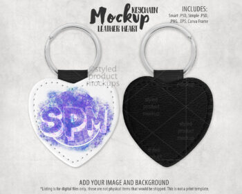 Leather Heart Keychain Mockup