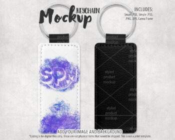 Rectangle Leather Keychain Mockup