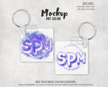 MDF Square Keychain Mockup