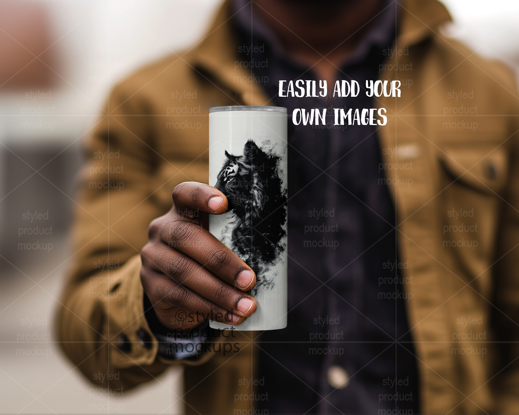 Man Holding 20oz Tumbler Mockup