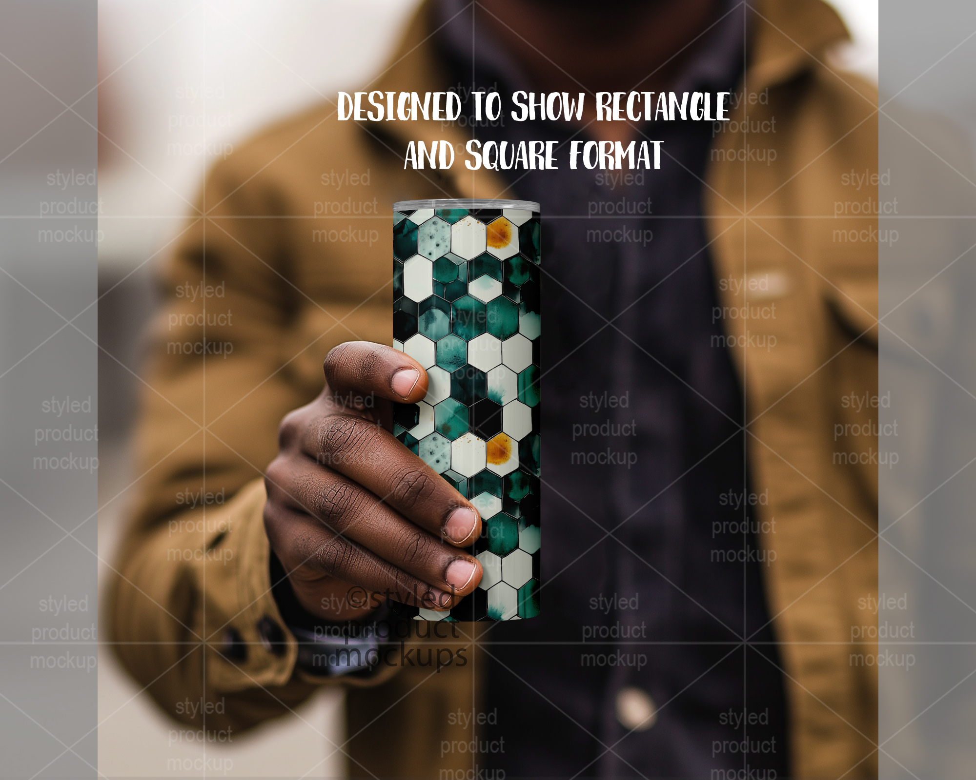 Man Holding 20oz Tumbler Mockup