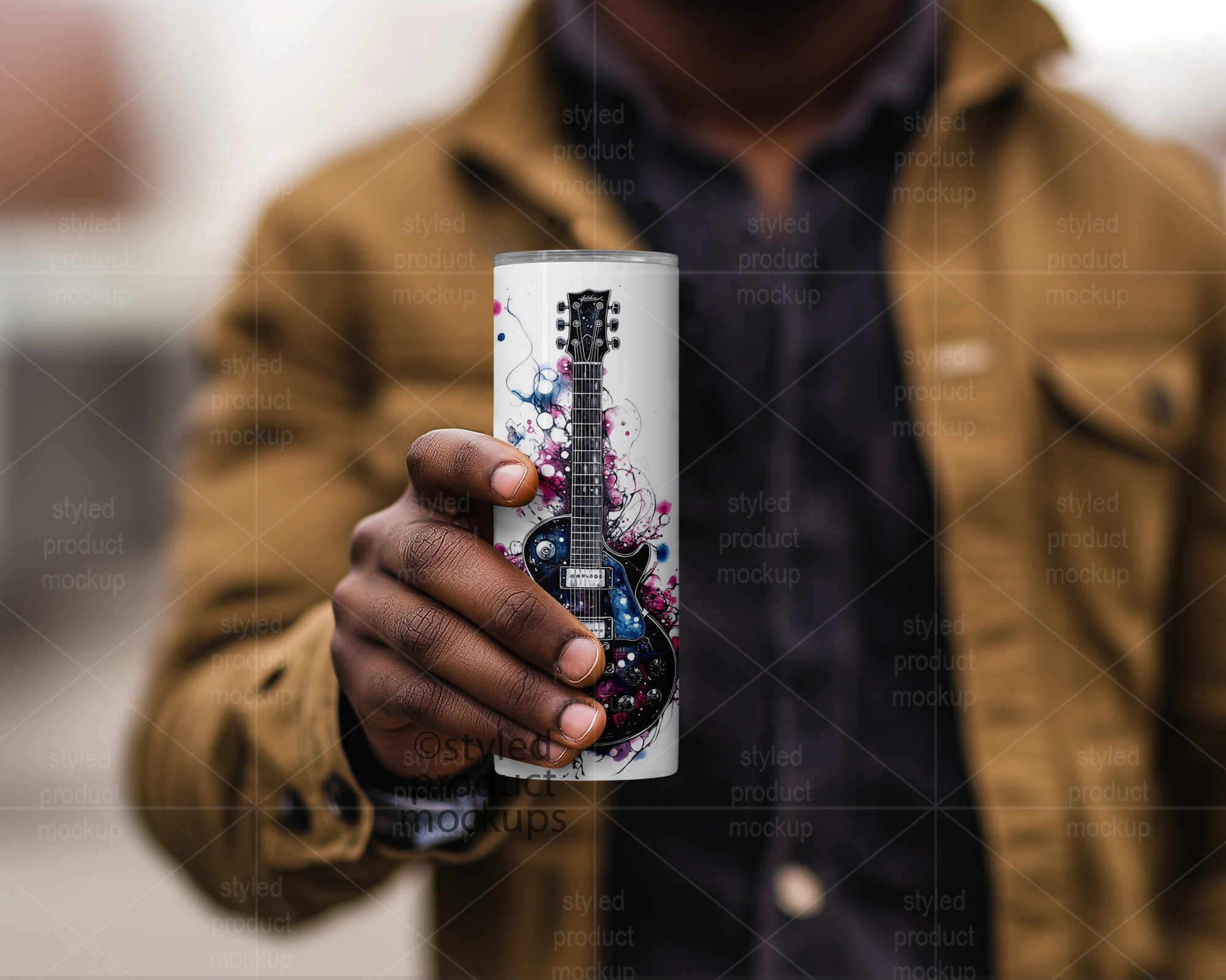 Man Holding 20oz Tumbler Mockup