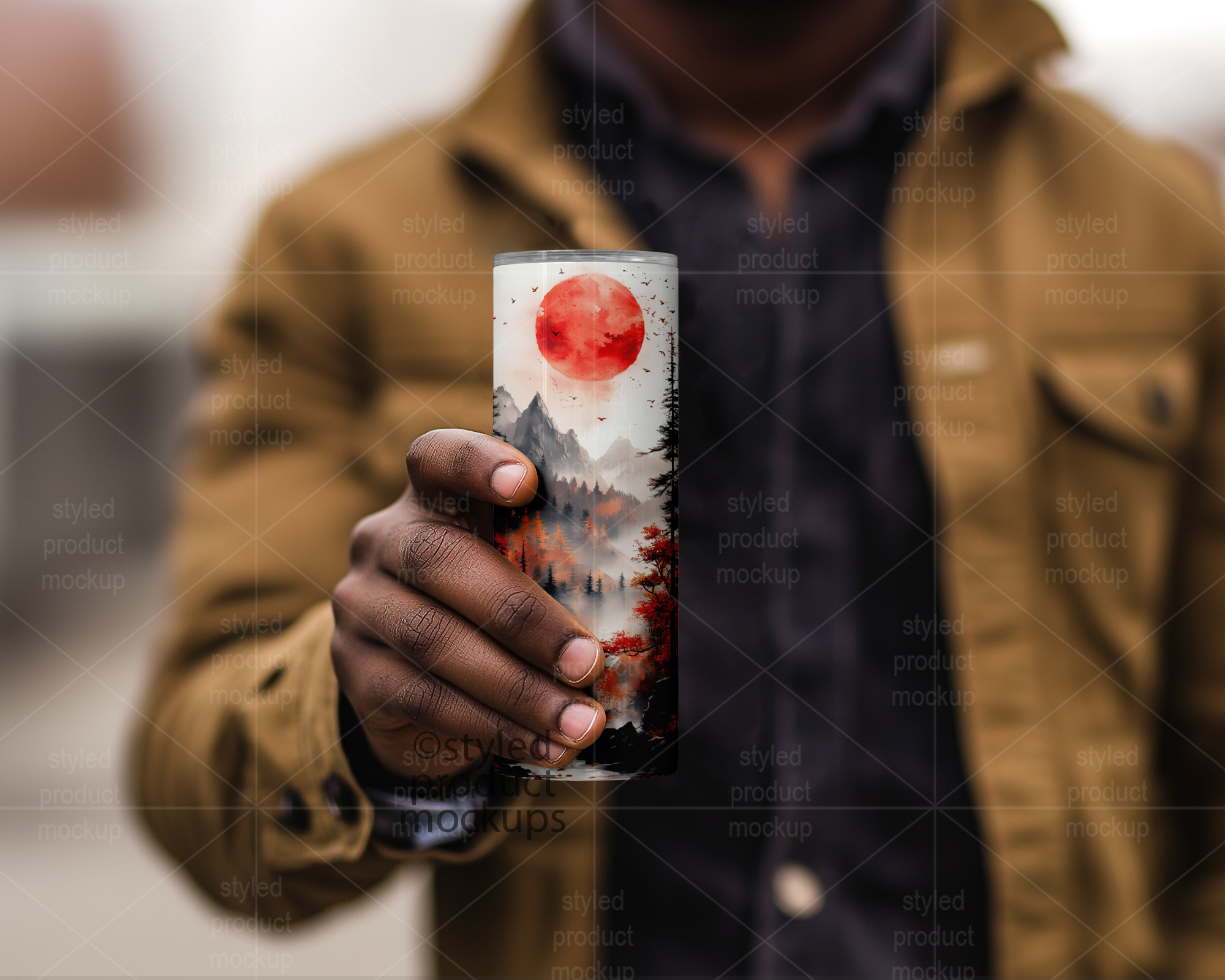 Man Holding 20oz Tumbler Mockup