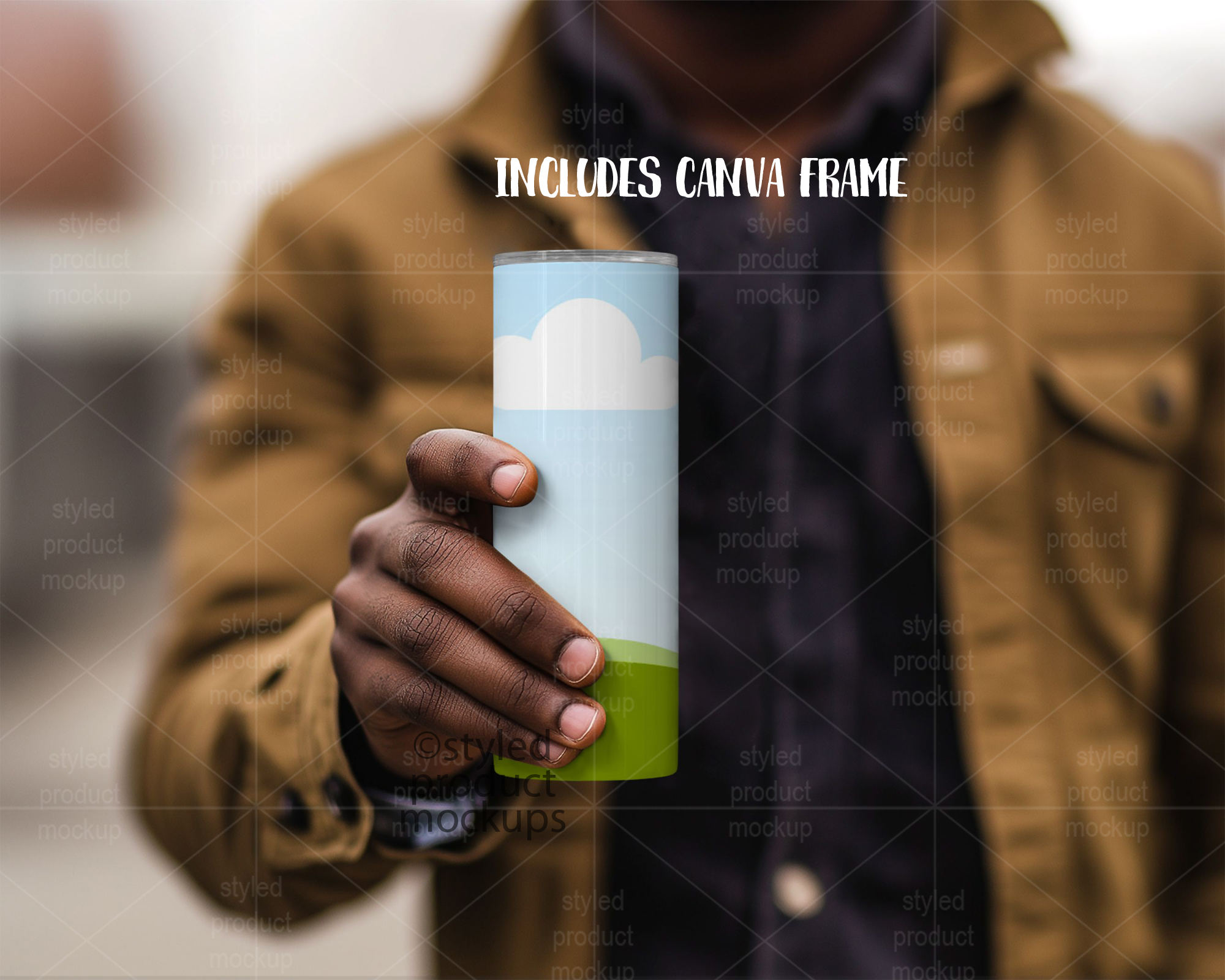 Man Holding 20oz Tumbler Mockup