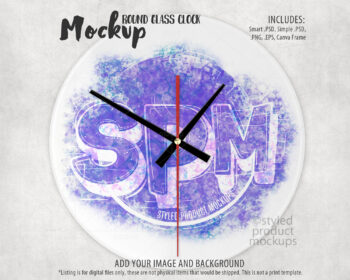 Round Glass Clock Mockup