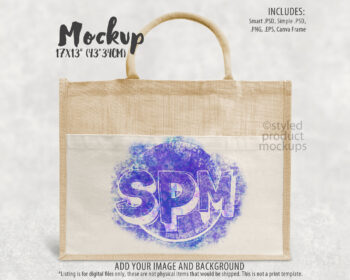 Large Jute Tote Bag Mockup