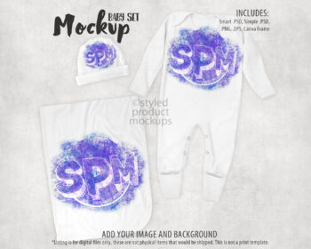 Baby Romper Hat and Blanket Mockup