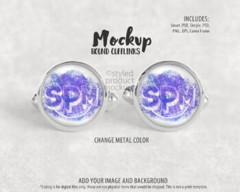 Round Metal Cufflink Mockup