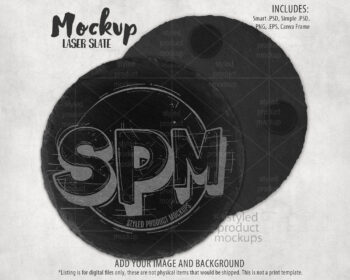 Round Laser Slate Coaster Mockup