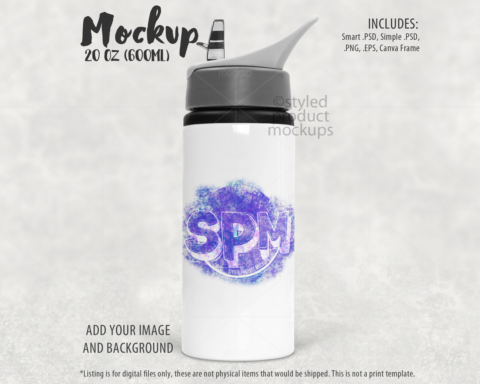 20oz Water Bottle Mockup