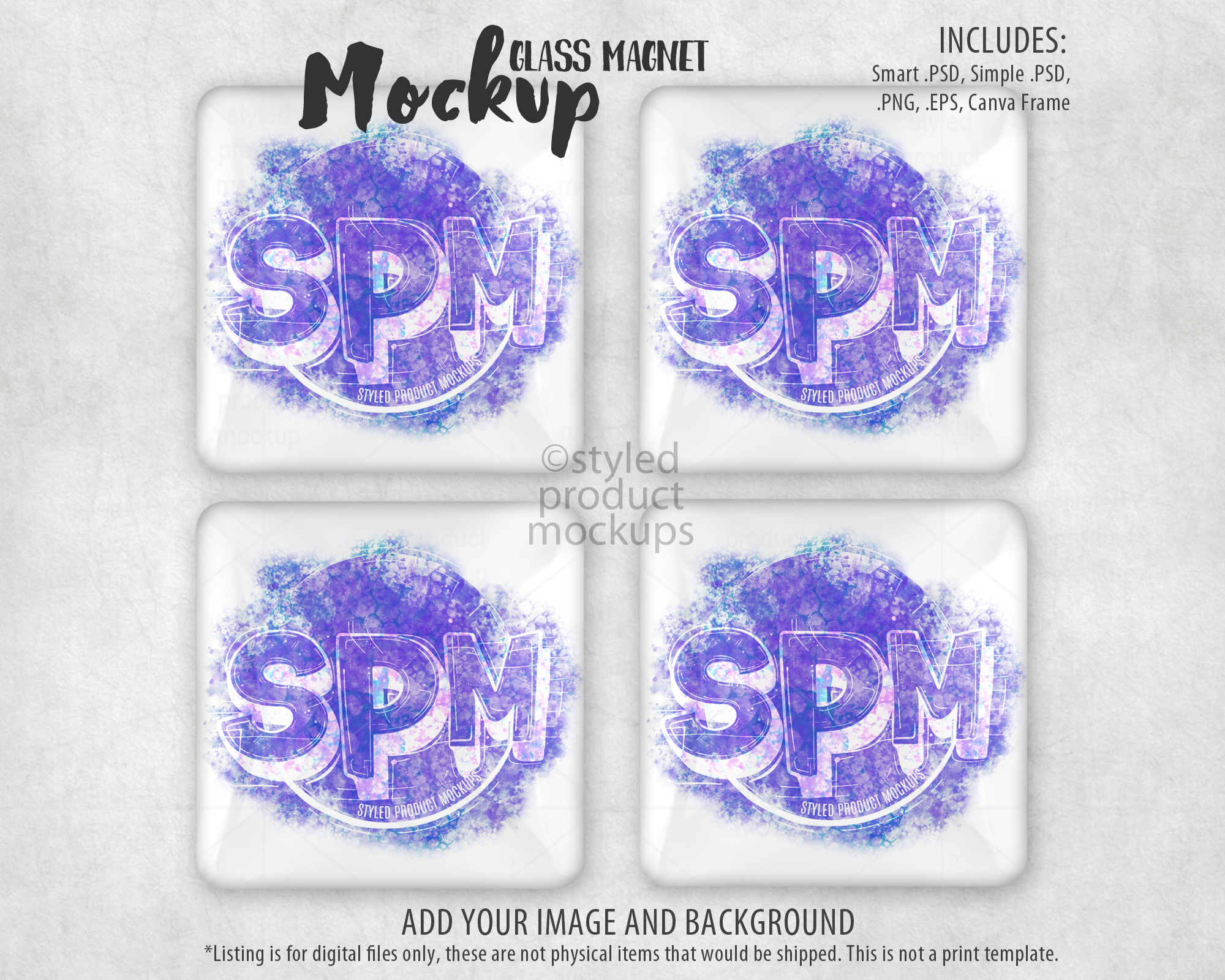 Square Glass Magnet Mockup