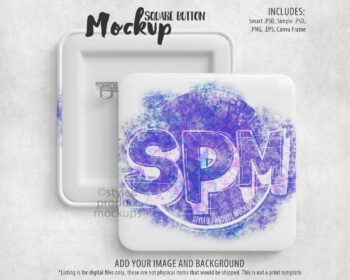 Square Plastic Pinback Button Mockup
