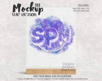 8x10 Tile on Wood Stand Mockup