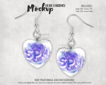 Metal Heart Earring Mockup