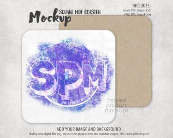 Square MDF Coaster Mockup