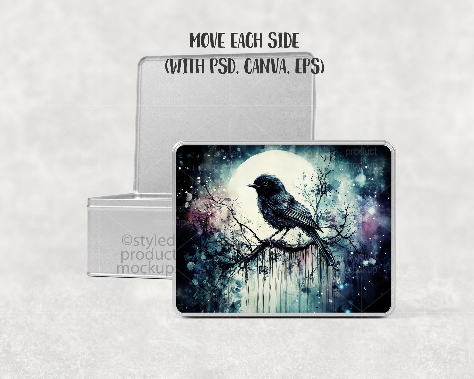 Large Hinged Lid Tin Box Mockup