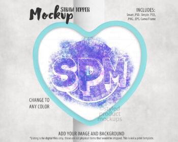 Heart Straw Topper Mockup