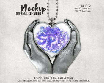 Pewter Hand Holding Heart Ornament Mockup