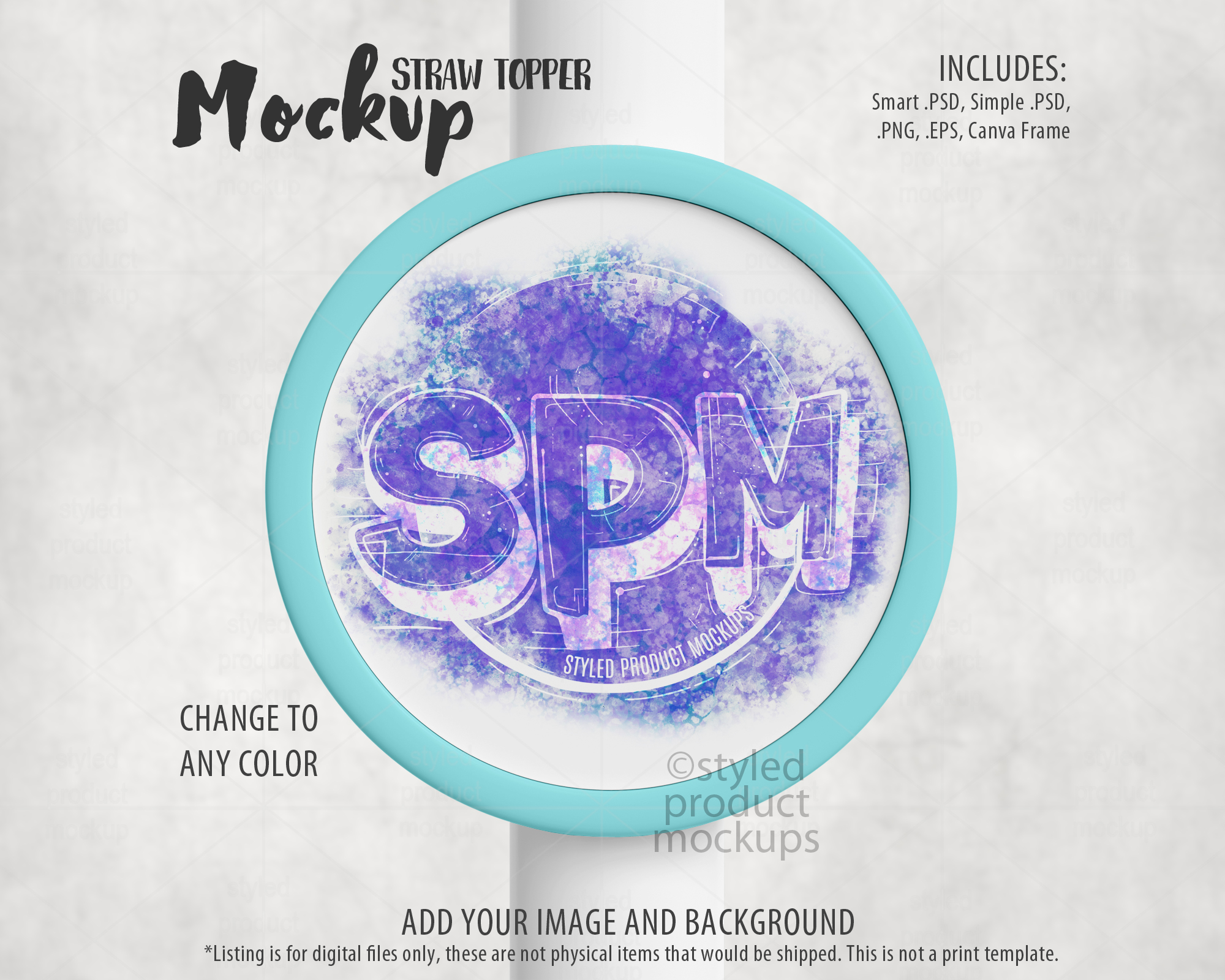 Round Straw Topper Mockup