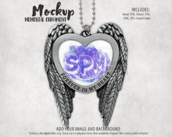 Pewter Heart and Wing Ornament Mockup