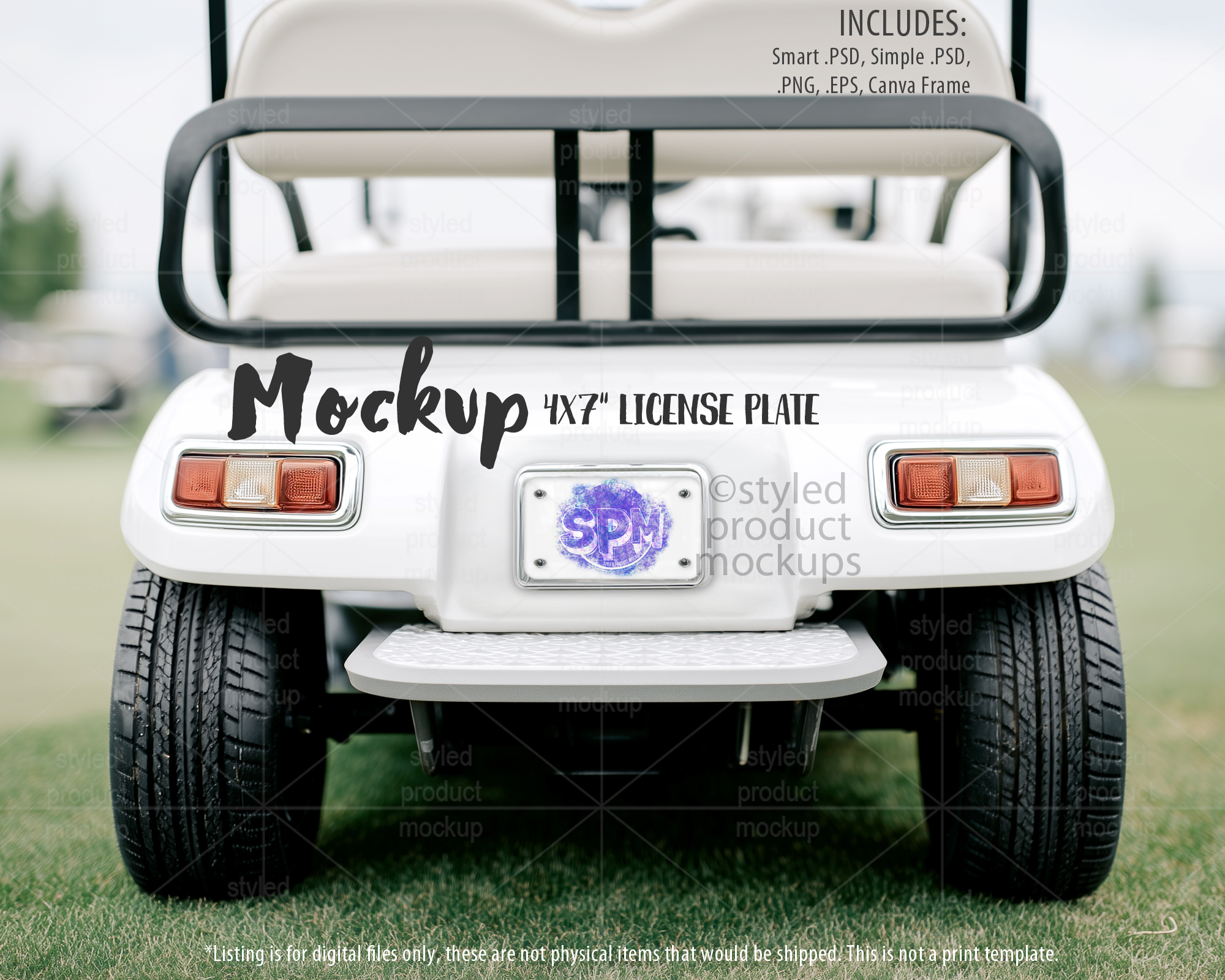 4x7 Golf Cart License Plate Mockup