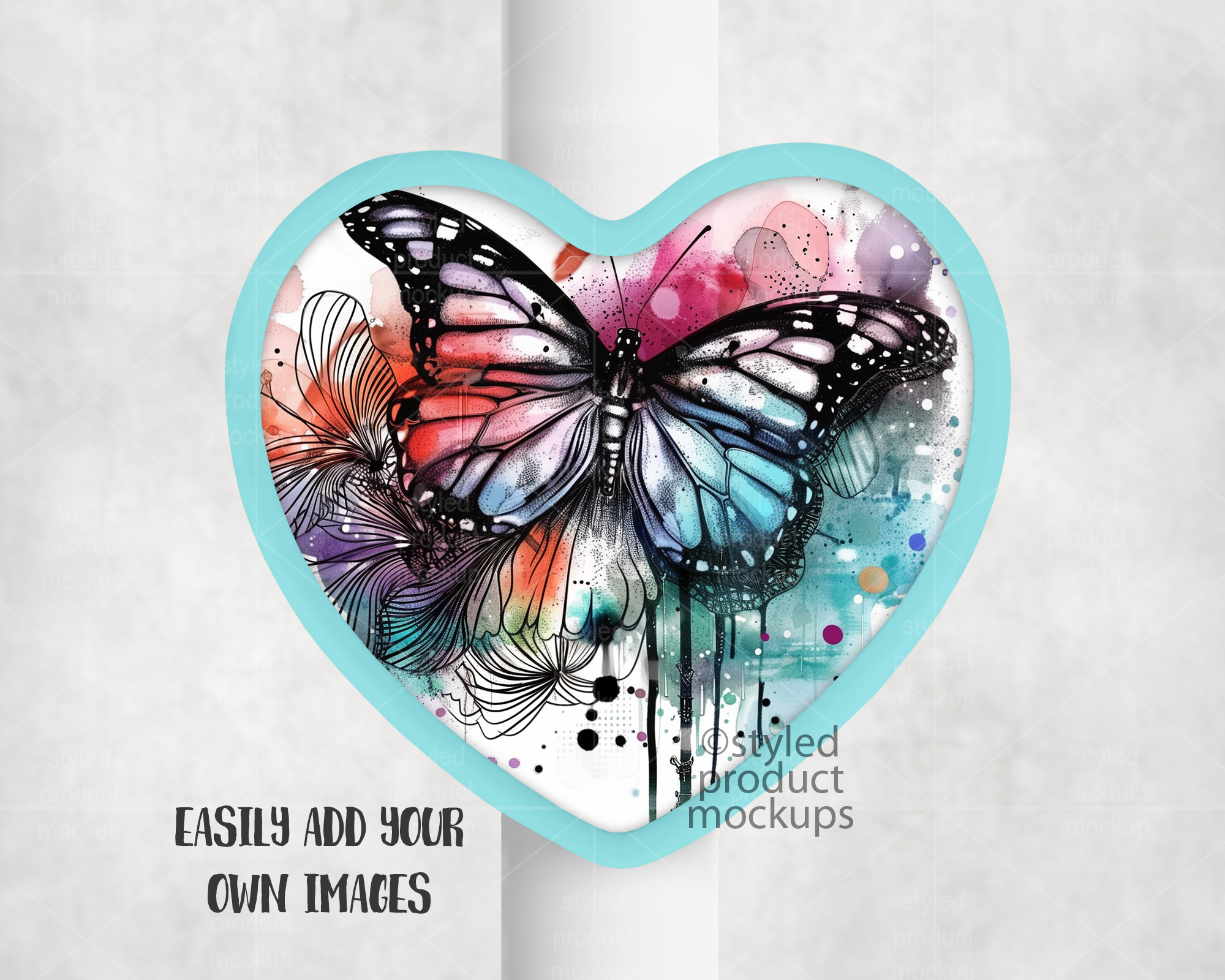 Heart Straw Topper Mockup
