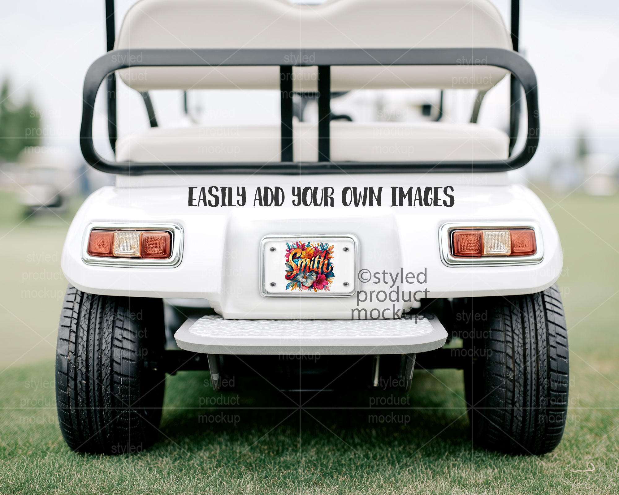 4x7 Golf Cart License Plate Mockup