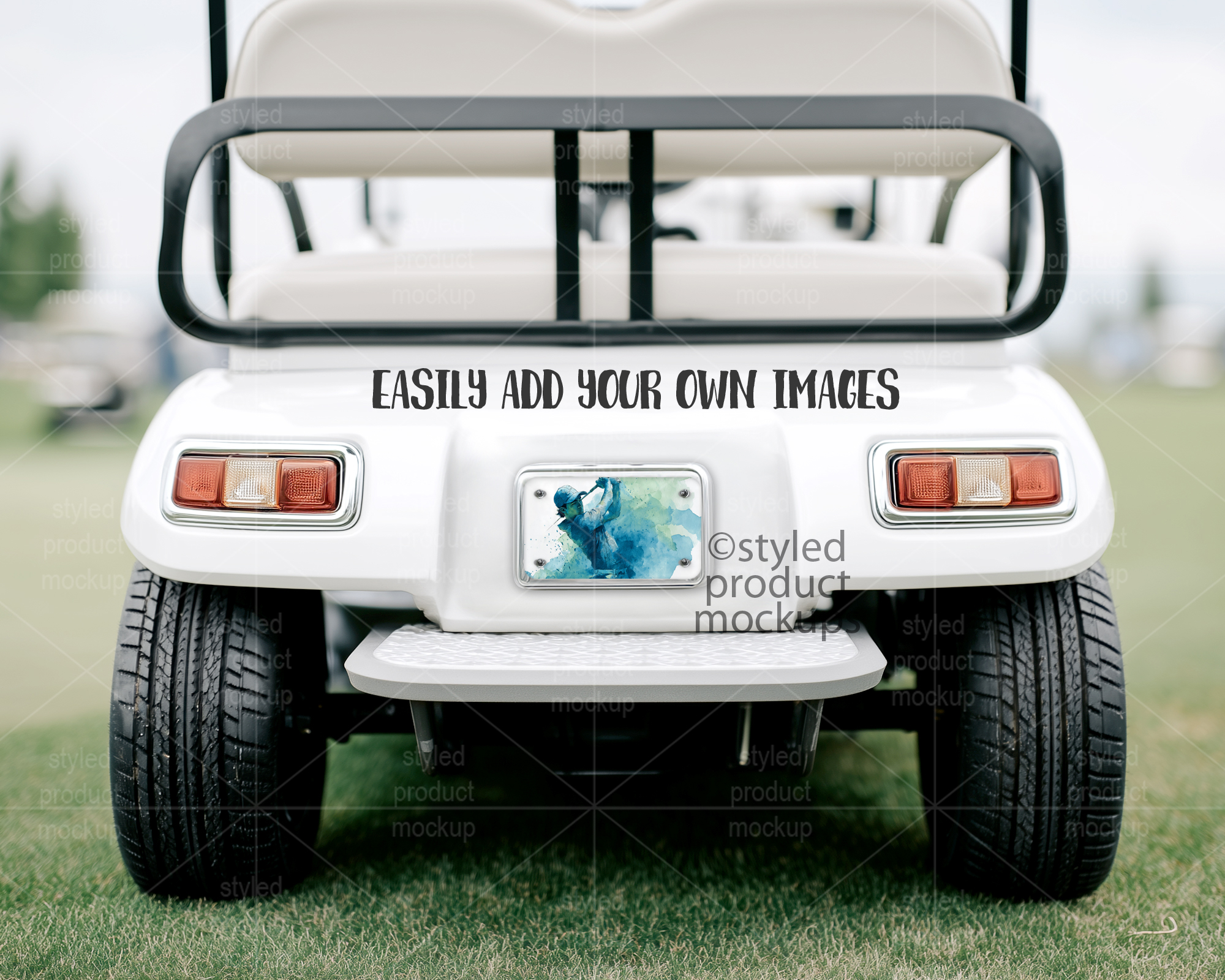 4x7 Golf Cart License Plate Mockup