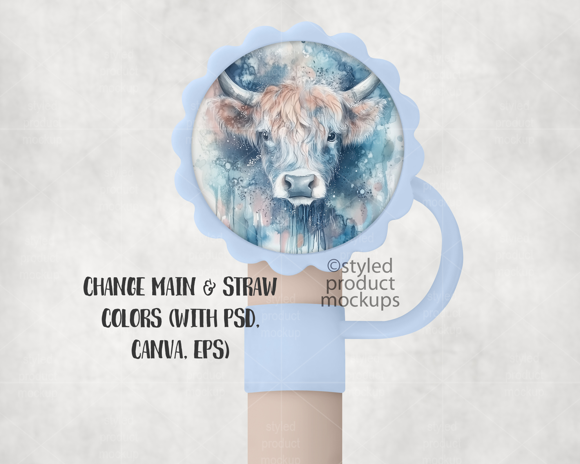 Flower Straw Topper Mockup