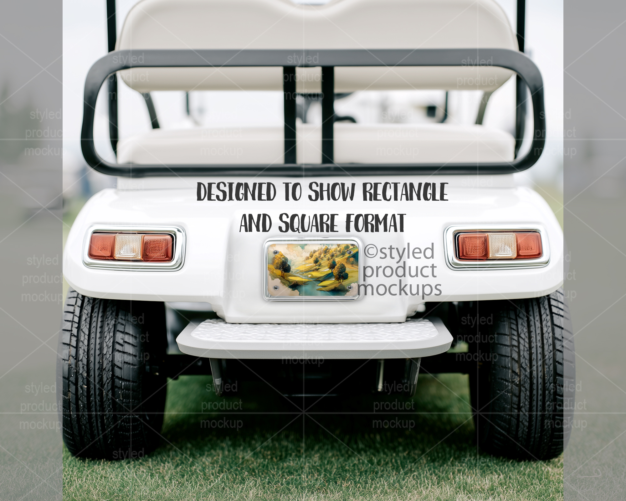 4x7 Golf Cart License Plate Mockup