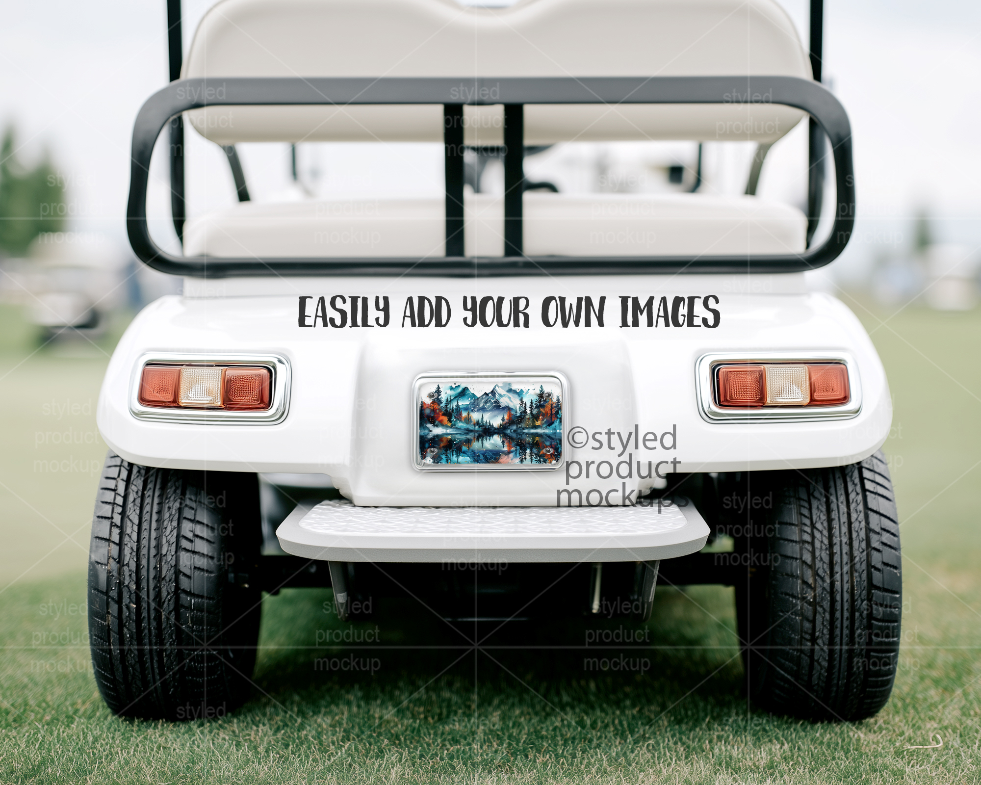 4x7 Golf Cart License Plate Mockup