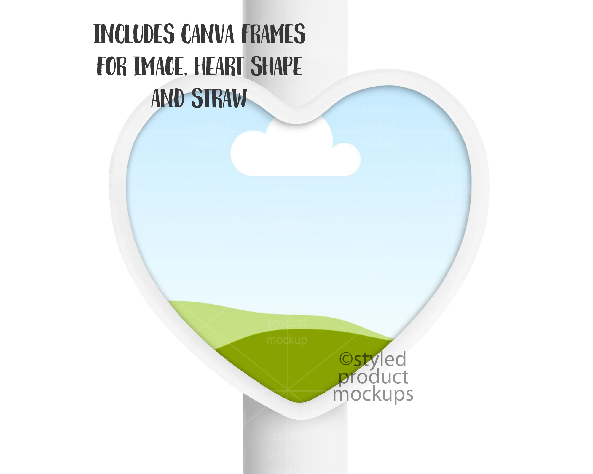 Heart Straw Topper Mockup